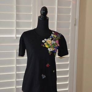Anthropologie Spring Garden Embroidered Tee by Tiny